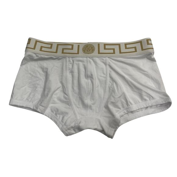 M2-21 VERSACE Men's Greca Trunks White Cotton Deadstock Size 6/34-36/M - Picture 1 of 7